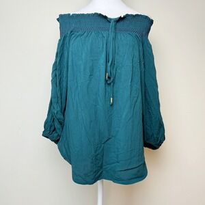 ANTHROPOLOGIE Holding Horses Baby Doll Rosario Top Size S Womens‎ Emerald Green